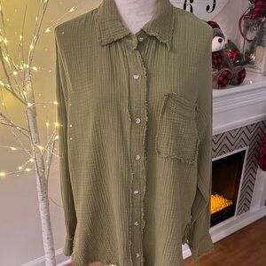 Passport Sage Green Textured Button Down Shirt